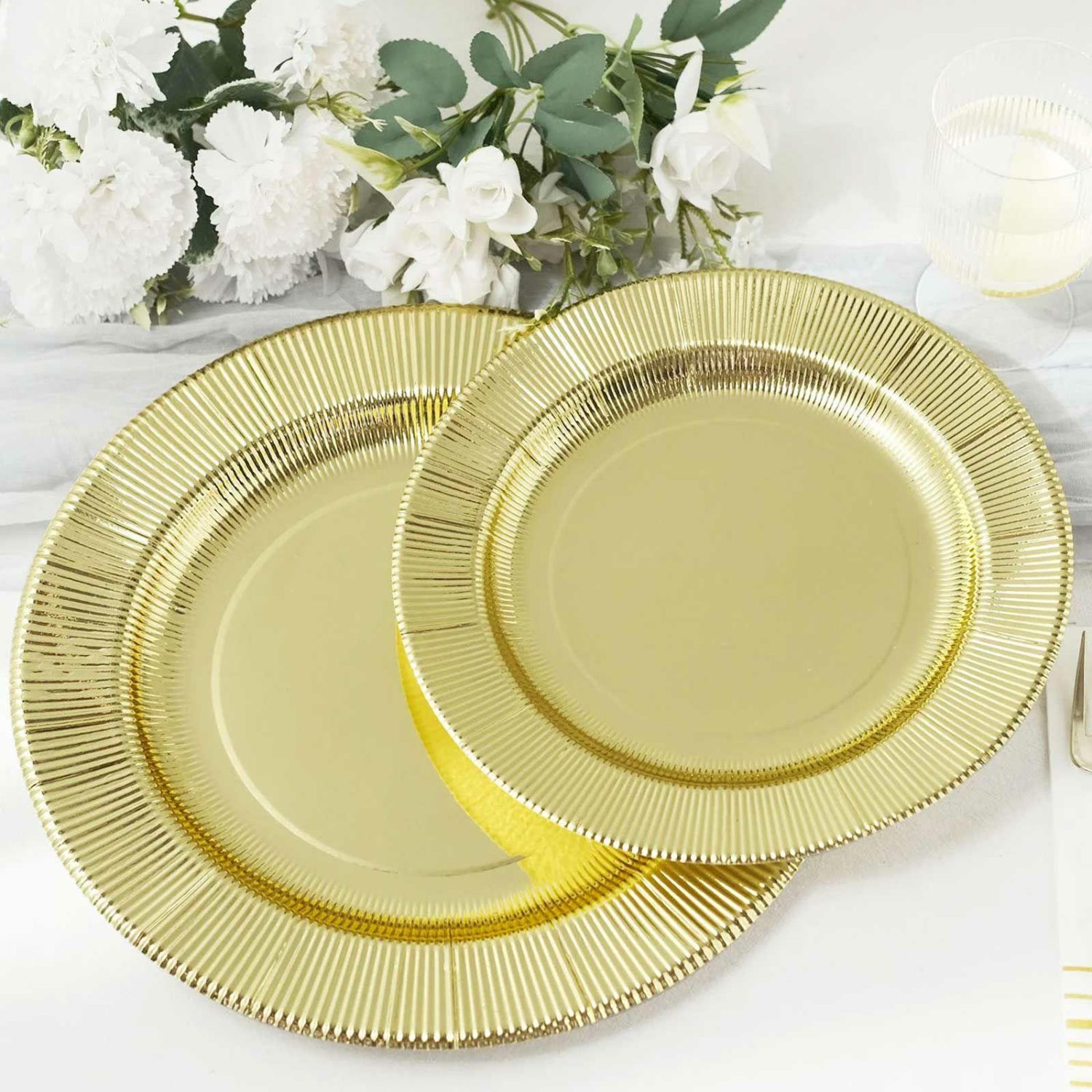 Paper Salad/Dessert Plates | 25 Pack Gold Sunray Dessert Appetizer Paper Plates, Disposable Party Plates 350 GSM 8″ Disposable Tableware Gold