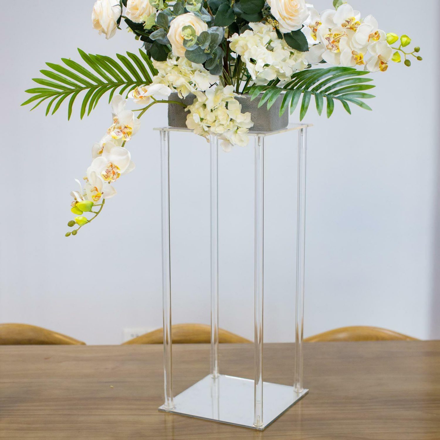 Pillar & Pedestal Display Stands | Clear Acrylic Flower Vase Pillar Column Stand With Square Mirror Base, Wedding Table Centerpiece 24″ Pillar & Pedestal Display Stands Clear