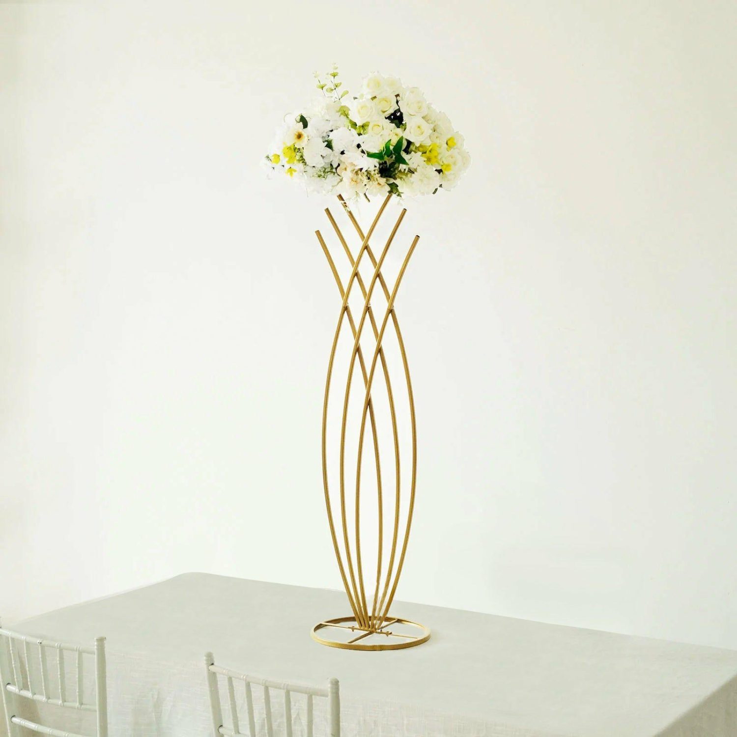 Pillar & Pedestal Display Stands | Gold Metal Mermaid Tail Flower Frame Table Centerpiece, Wedding Floral Display Stand 4ft Tall Pillar & Pedestal Display Stands Pillar & Pedestal Display Stands