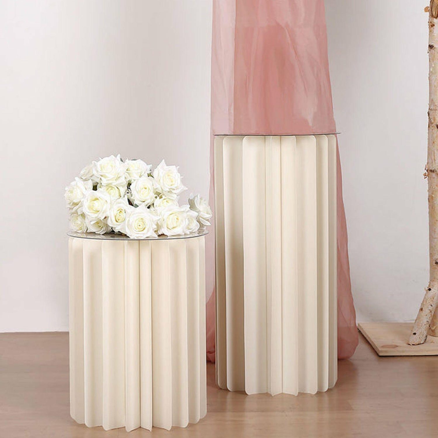 Pillar & Pedestal Display Stands | Ivory Cylinder Pillar Pedestal Stand, Display Column Stand With Top Plate 16″ Pillar & Pedestal Display Stands Pillar & Pedestal Display Stands