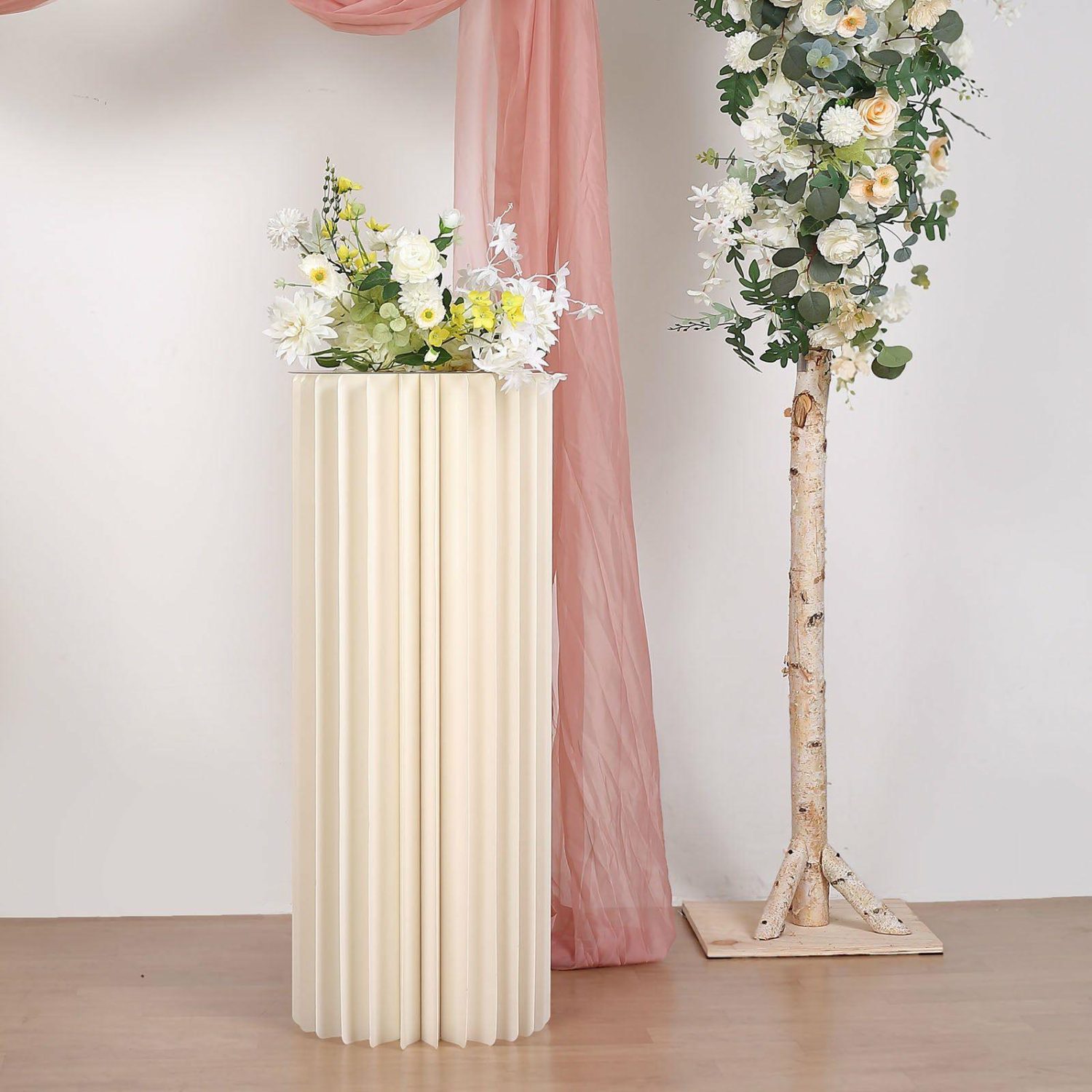 Pillar & Pedestal Display Stands | Ivory Cylinder Pillar Pedestal Stand, Display Column Stand With Top Plate 40″ Pillar & Pedestal Display Stands Ivory