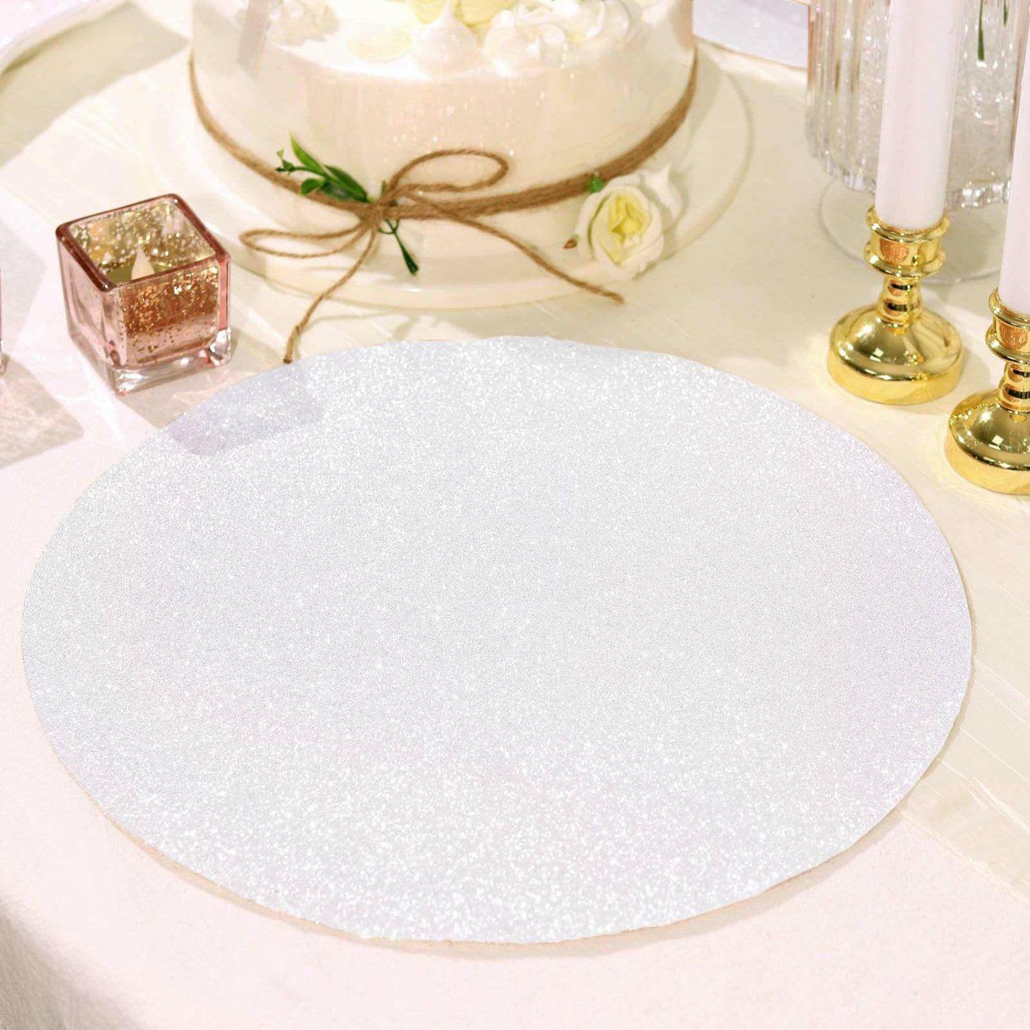 Placemats | 6 Pack Iridescent Sparkle Placemats, Non Slip Decorative Round Glitter Table Mat Chargers Iridescent