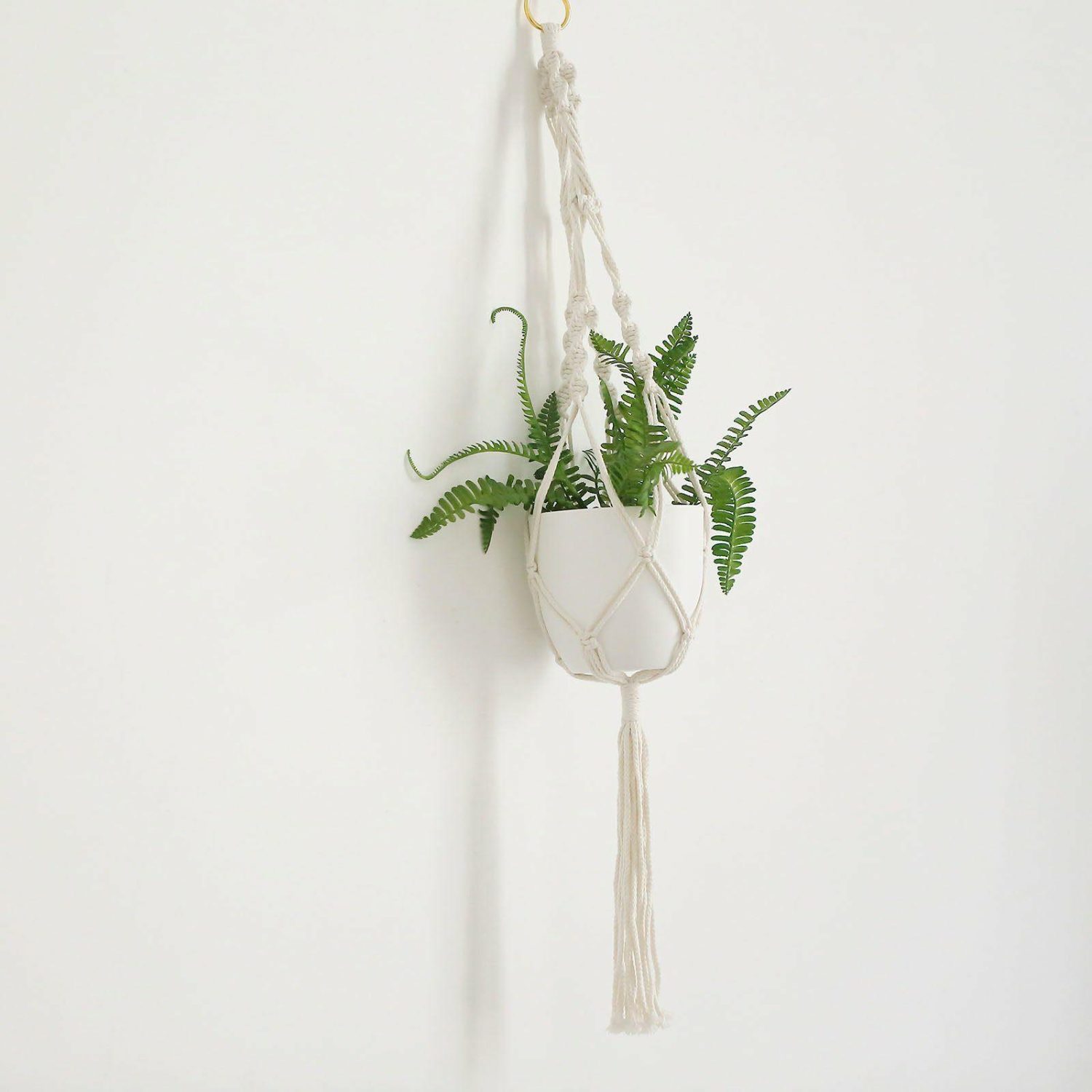 Planters | 2 Pack Ivory Macrame Indoor Hanging Planter Basket Cotton Ropes, Decorative Flower Pot Holder With Tassel, Boho Chic Home Decor Floral Planter & Supplies Planters