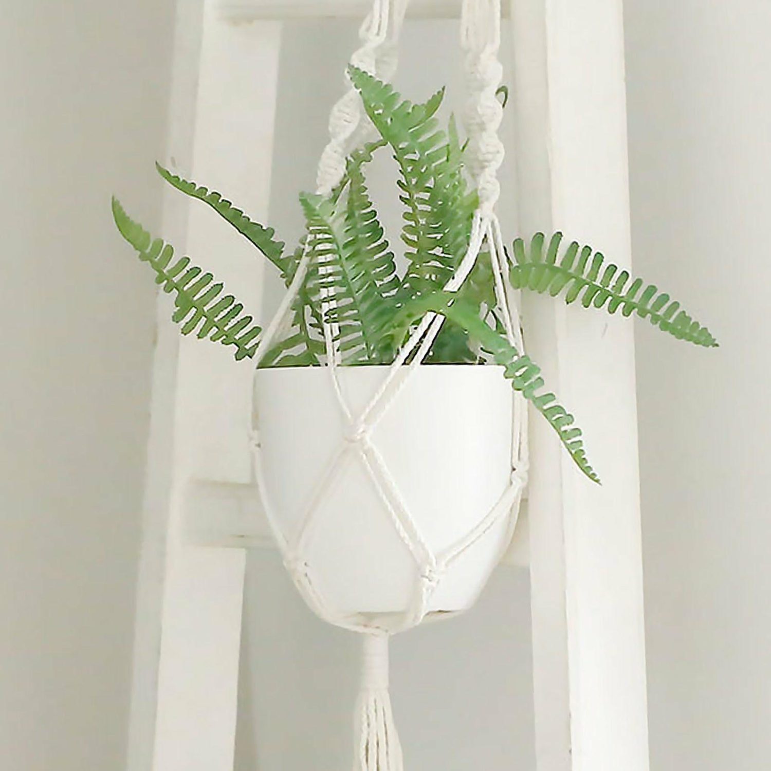 Planters | 2 Pack White Plastic Planter Pots, Indoor Plant Pot For Hanging Macrame Planter Holder 5.5″ Floral Planter & Supplies Planters