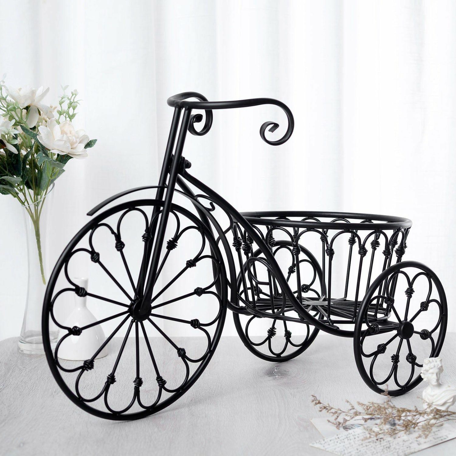 Planters | Black Metal Tricycle Planter Basket, Decorative Plant Stand For Indoor/Outdoor 22″ Floral Planter & Supplies Planters