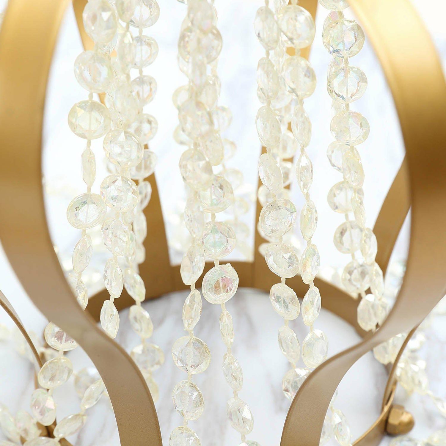 Table Scatters | Iridescent Acrylic Crystal Diamond Garland Chain Bead Roll 10mm 30ft Table Accents Iridescent