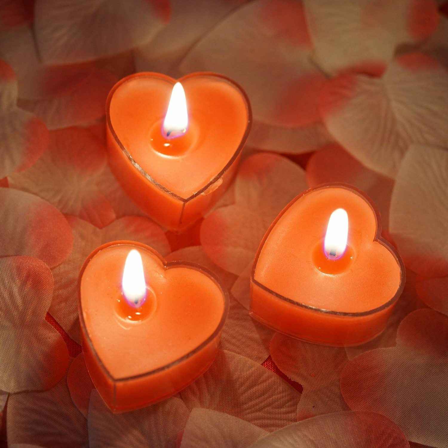 Tabletop Candles | 12 Pack Mini Red Heart Shaped Tealight Candles, Valentines Decor Candelabra Red