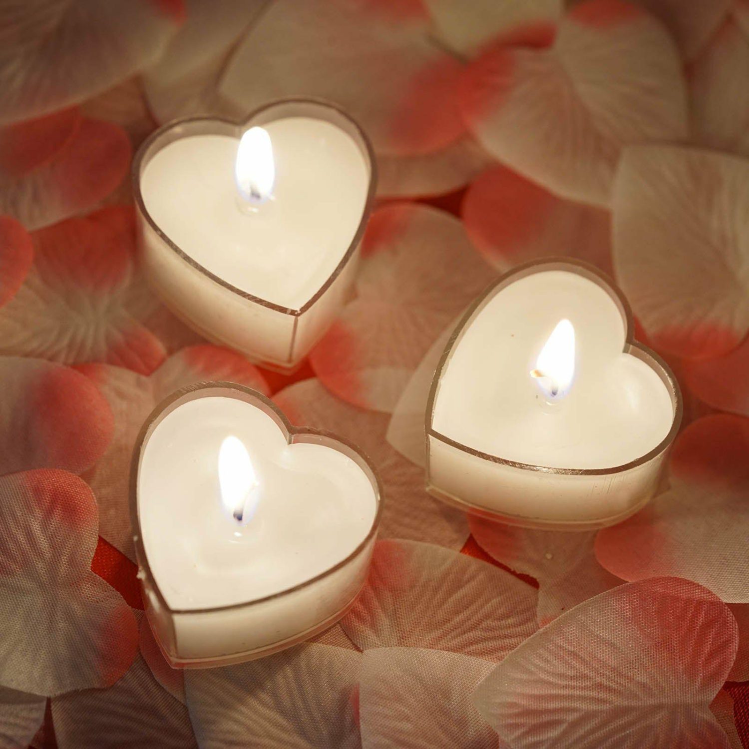 Tabletop Candles | 12 Pack Mini White Heart Shaped Tealight Candles, Valentines Decor Candelabra Tabletop Candles