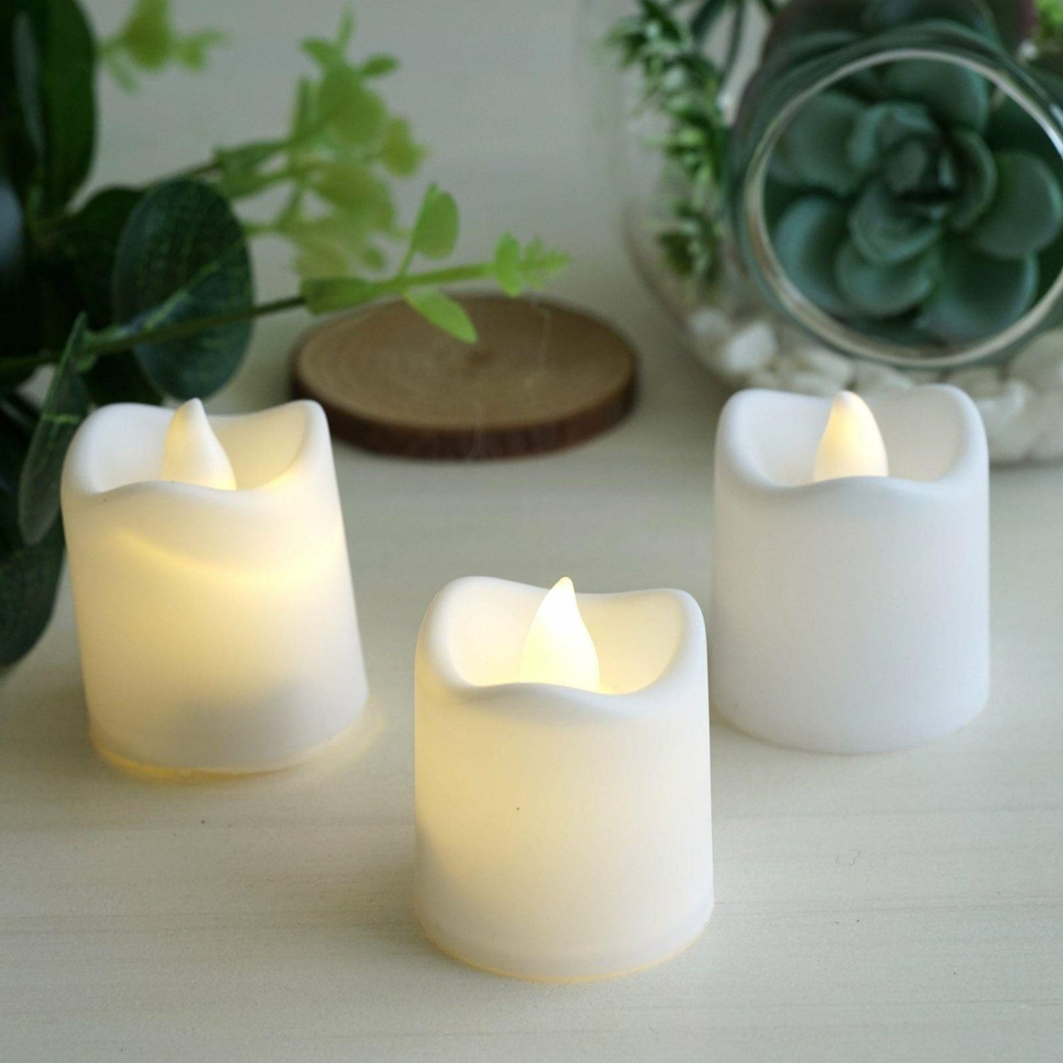 Tabletop Candles | 12 Pack White Flameless LED Tealight Candles, Battery Operated Mini Votive Candles Candelabra Tabletop Candles