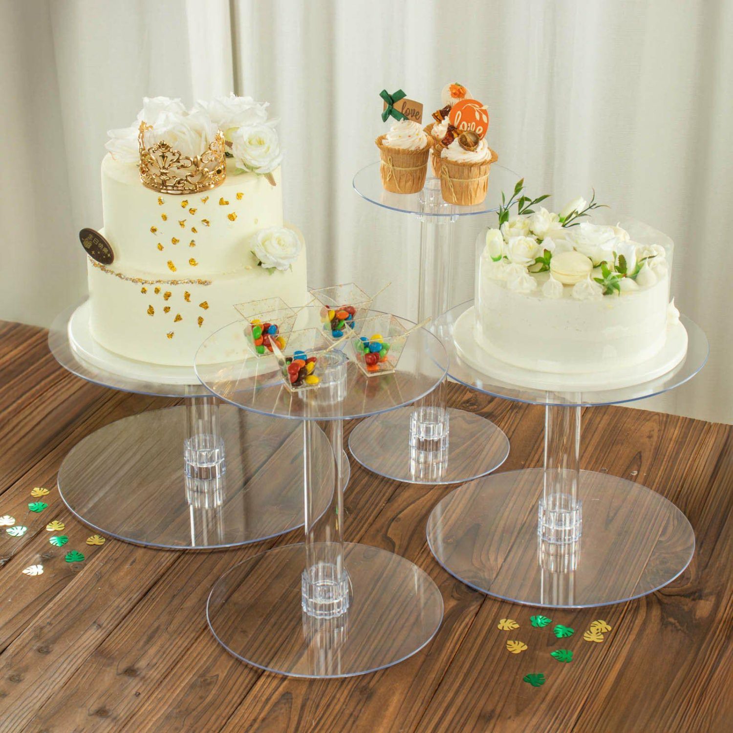 Tiered Cake Stand | 4-Tier XL Clear Acrylic Cake Stand Set Cupcake Holder Dessert Pedestal Cake & Dessert Table 4 Tier