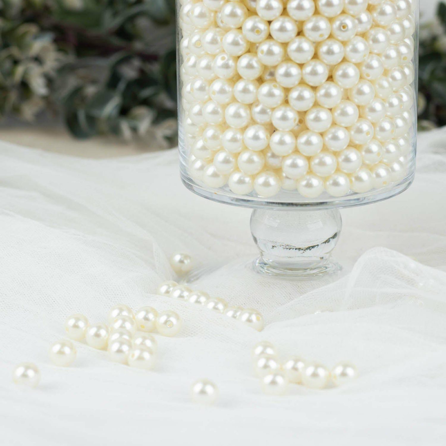 Vase Fillers | 1000 Pack Glossy Ivory Faux Craft Pearl Beads and Vase Filler 10mm Floral Vase Ivory