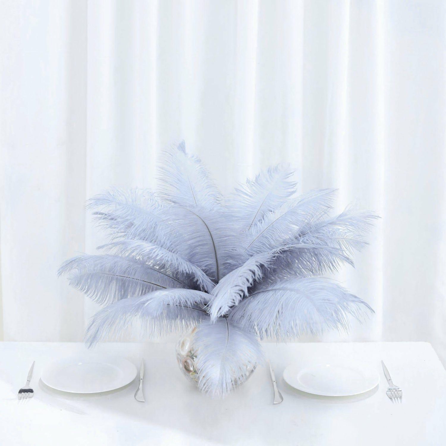 Vase Fillers | 12 Pack Dusty Blue Natural Plume Real Ostrich Feathers, DIY Centerpiece Fillers 13″-15″ Floral Vase Dusty blue