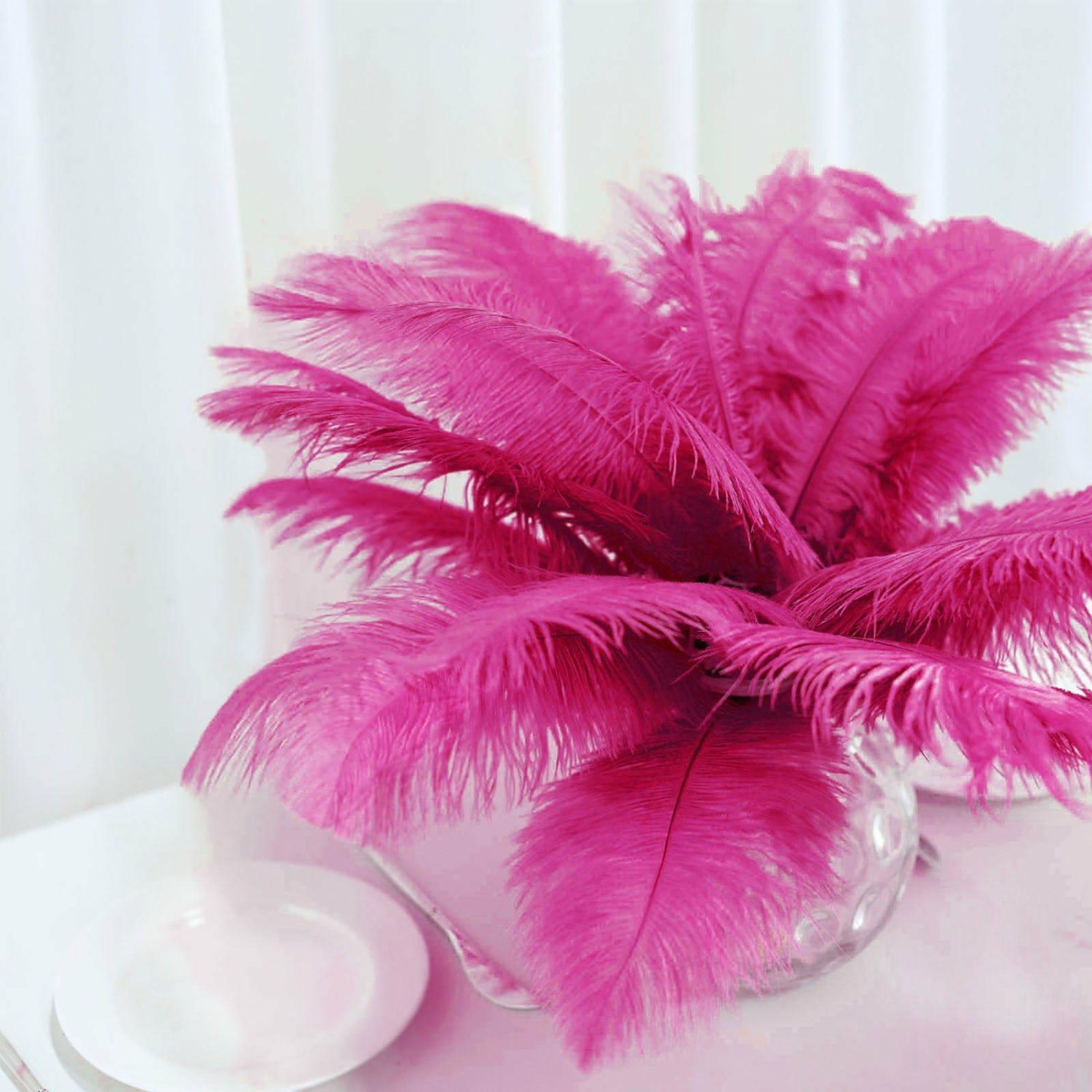 Vase Fillers | 12 Pack Fuchsia Natural Plume Real Ostrich Feathers, DIY Centerpiece Fillers 13″-15″ Floral Vase Fuchsia