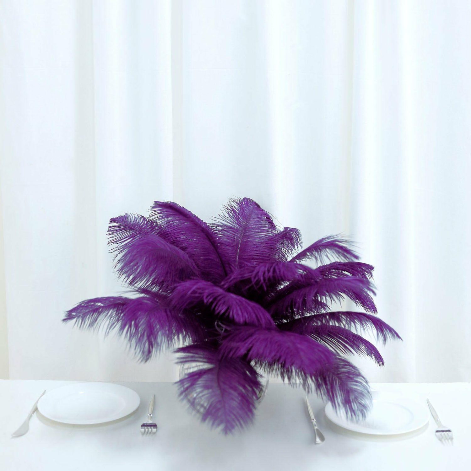 Vase Fillers | 12 Pack Purple Natural Plume Real Ostrich Feathers, DIY Centerpiece Fillers 13″-15″ Floral Vase Purple