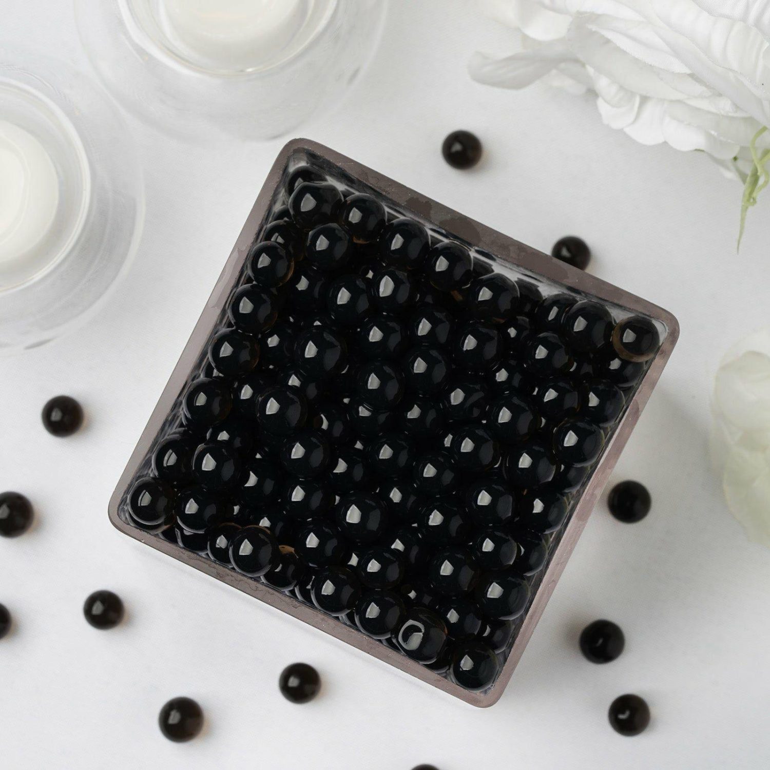 Vase Fillers | 200-250 Pcs Small Black Nontoxic Jelly Ball Water Bead Vase Fillers Floral Vase Black