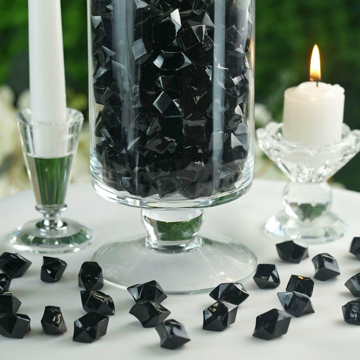 Vase Fillers | 300 Pack Black Large Acrylic Ice Bead Vase Fillers, DIY Craft Crystals Floral Vase Black