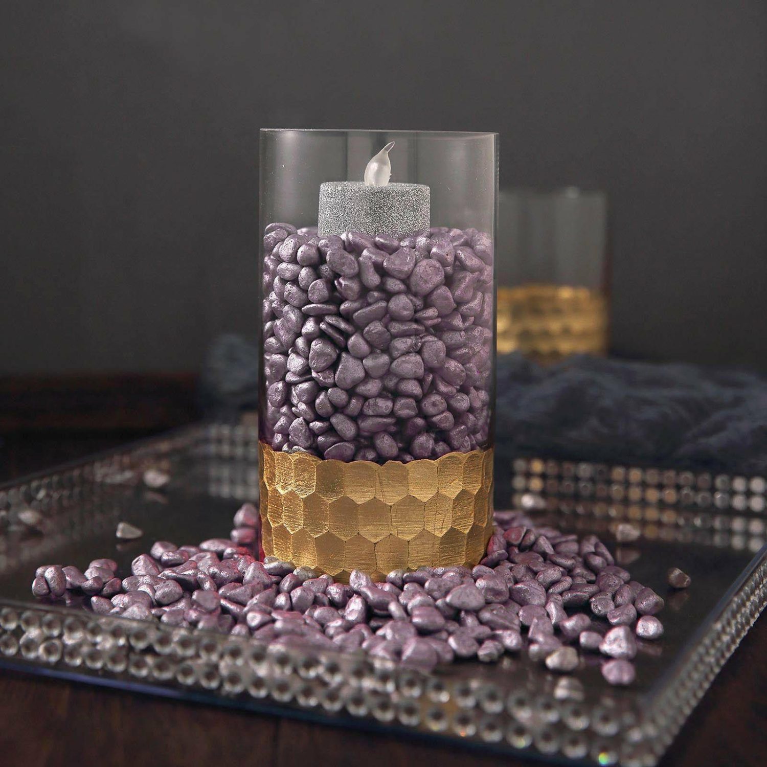 Vase Fillers | Metallic Rose Gold Decorative Crushed Gravel – Pebble Stone Vase Fillers 2 Lb Floral Vase Blush/Rose gold