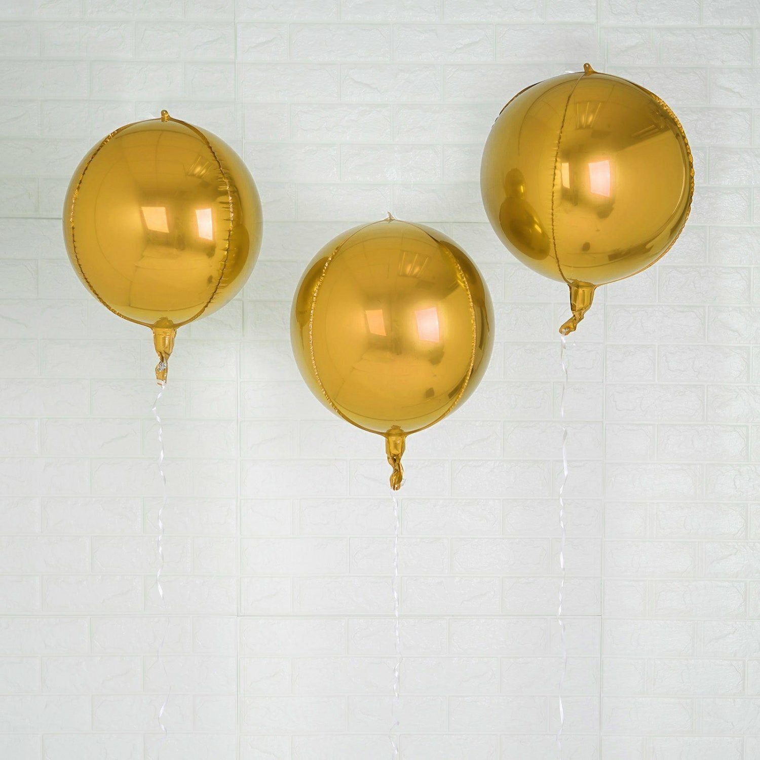 Foil Mylar & Vinyl Balloons | 2 Pack Metallic Gold Sphere Mylar Foil Helium or Air Balloons 12″ 4D Balloons Foil Mylar & Vinyl Balloons