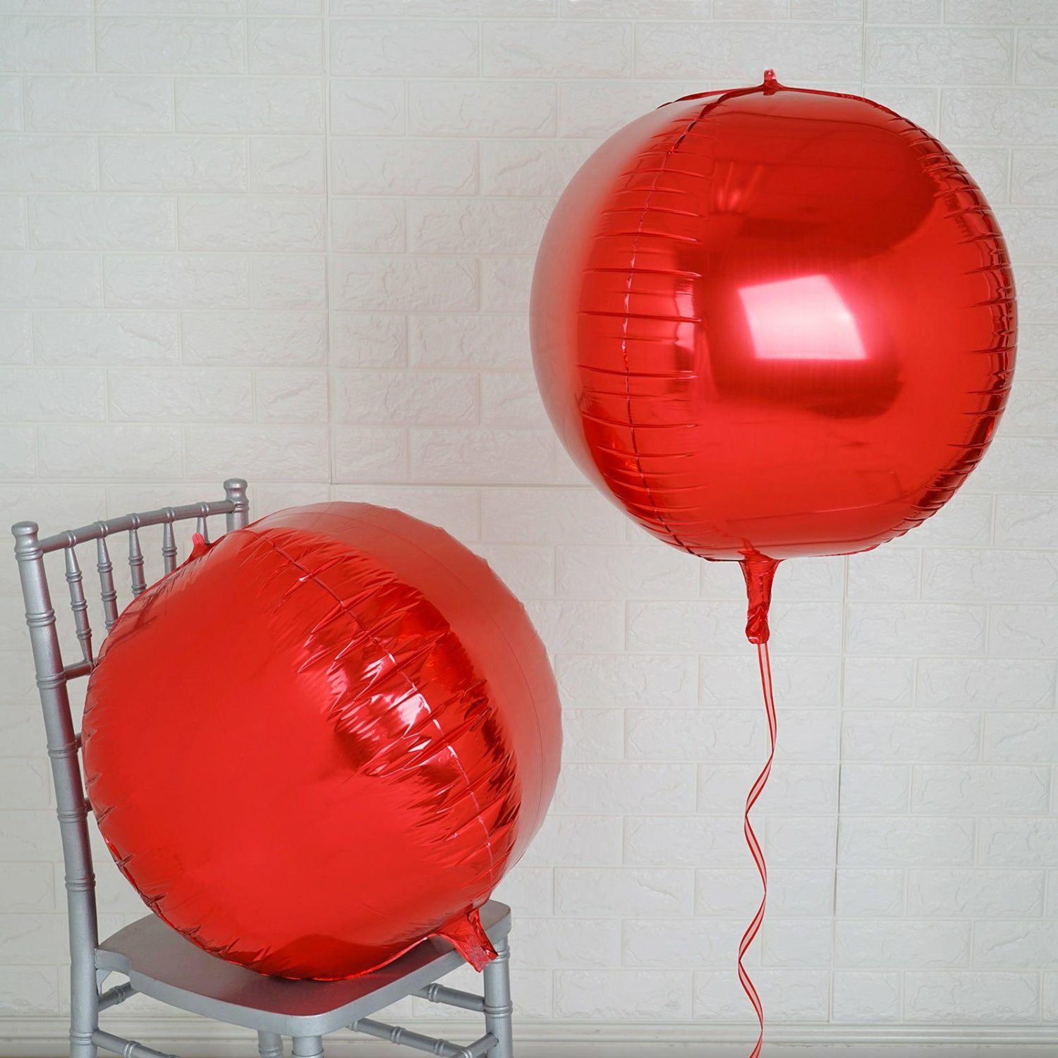 Foil Mylar & Vinyl Balloons | 2 Pack Metallic Red Sphere Mylar Foil Helium or Air Balloons 18″ 4D Balloons Foil Mylar & Vinyl Balloons