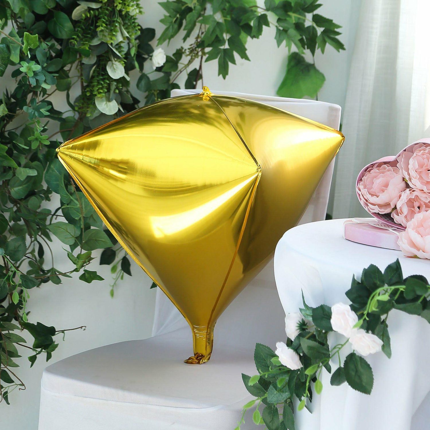 Foil Mylar & Vinyl Balloons | 3 Pack Shiny Gold 4D Diamond Self-Sealing Reusable Foil Balloon 16″ Balloons Foil Mylar & Vinyl Balloons