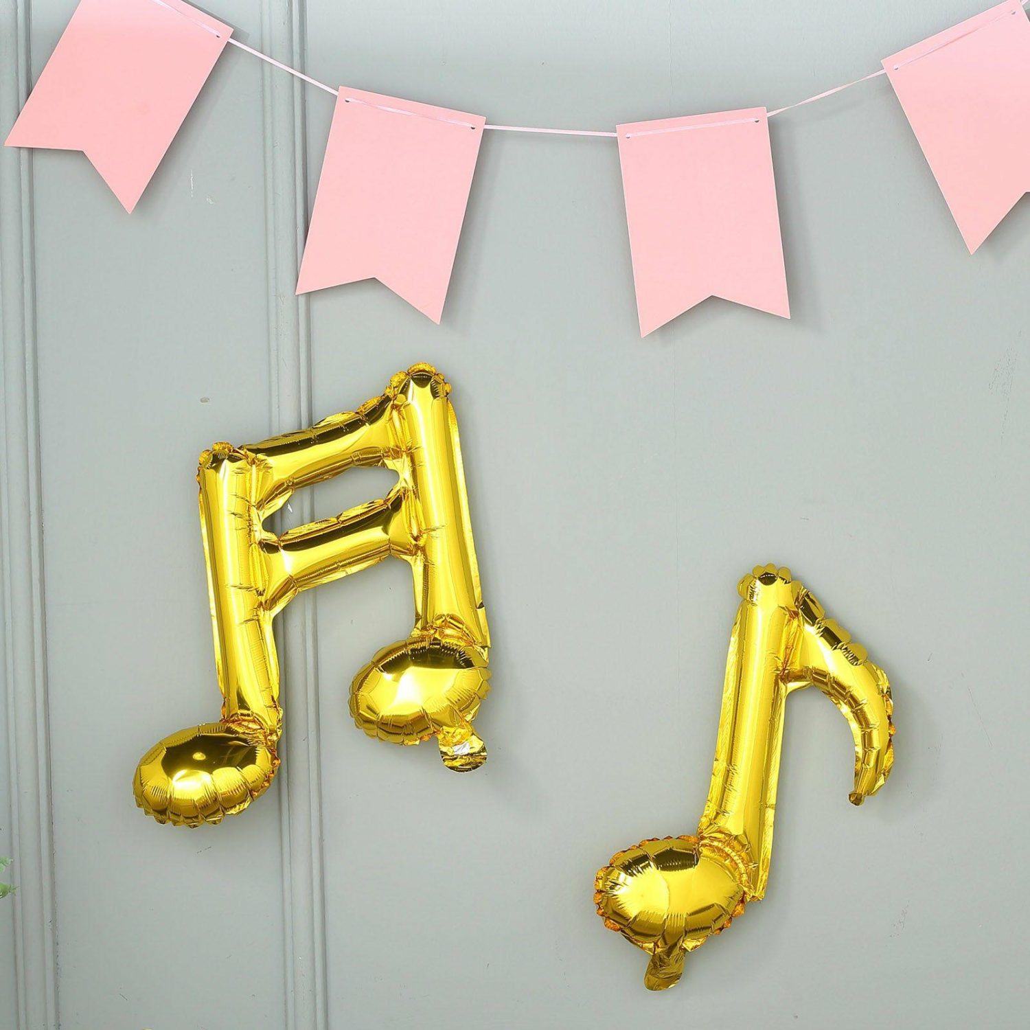 Foil Mylar & Vinyl Balloons | 6 Pack Metallic Gold Single and Double Music Note Mylar Foil Balloons Balloons Foil Mylar & Vinyl Balloons