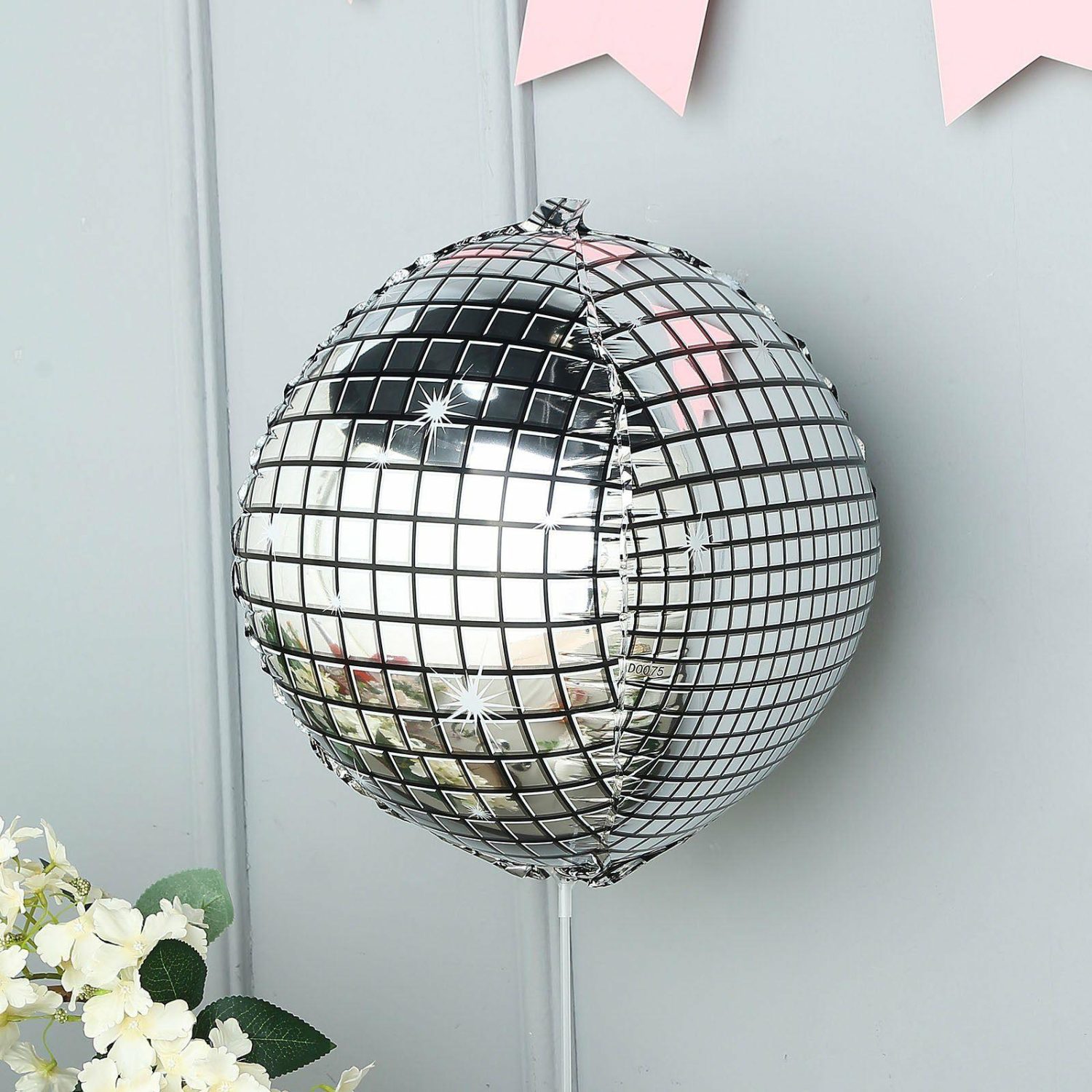 Foil Mylar & Vinyl Balloons | Mirrored Silver Disco Ball Mylar Reusable Foil Helium Air Balloon 15″ Balloons Disco Ball