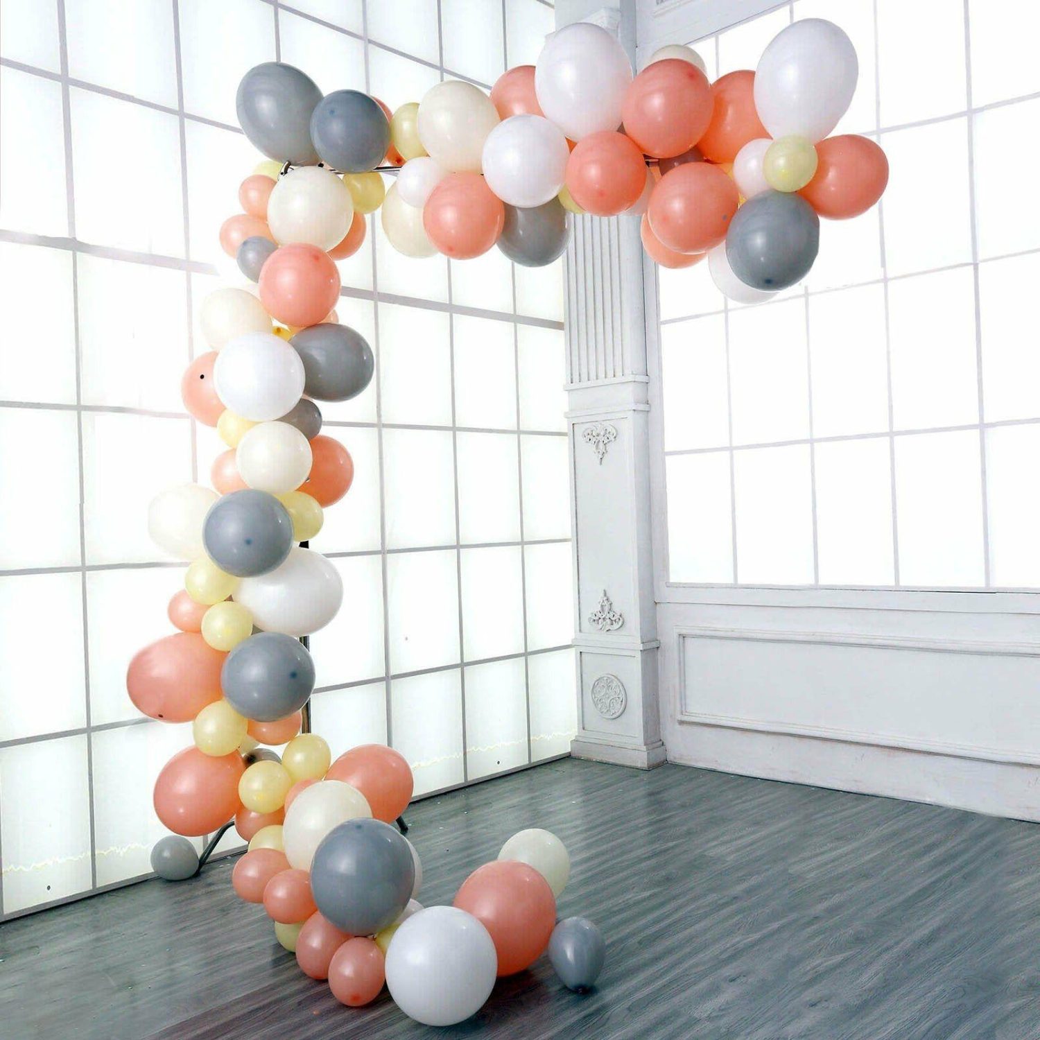 Latex Balloons | 110 Pack Cream, Gray and Peach DIY Balloon Garland Arch Party Kit Balloons Cream/Gray/Peach/White/Yellow