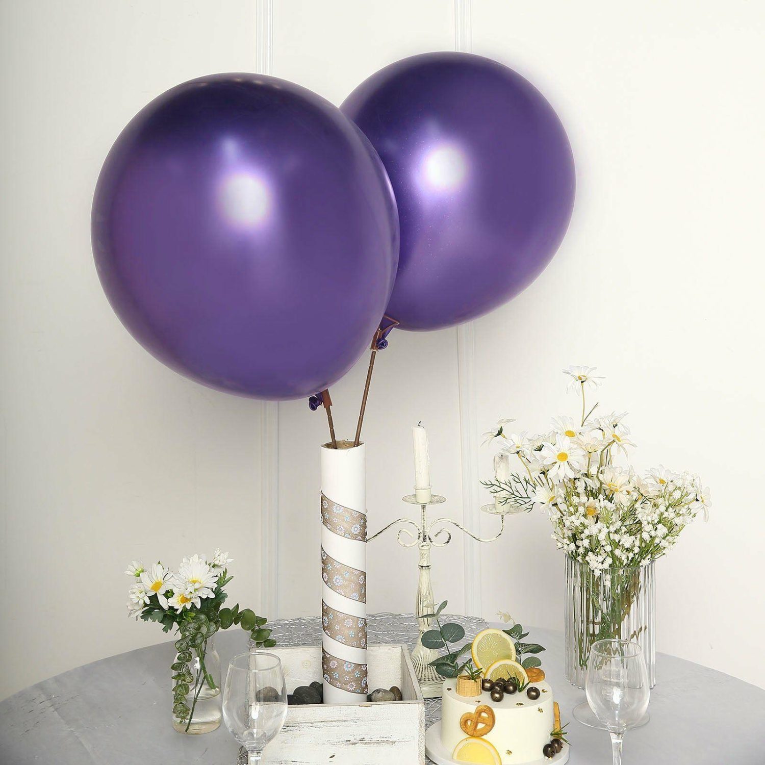 Latex Balloons | 5 Pack Metallic Chrome Purple Latex Helium/Air Party Balloons 18″ Balloons Latex Balloons