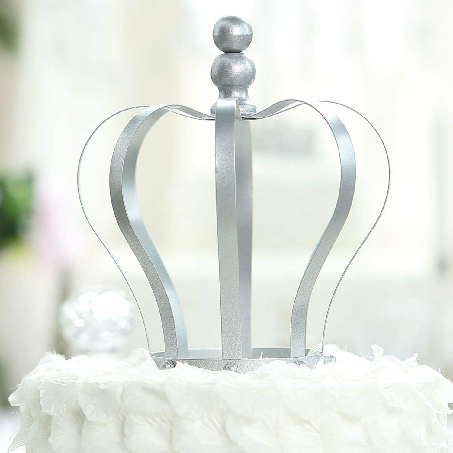 Cake Toppers | Matte Silver Metal Royal Crown Cake Topper, Wedding Cake Decor 9″ Cake & Dessert Table Cake Toppers