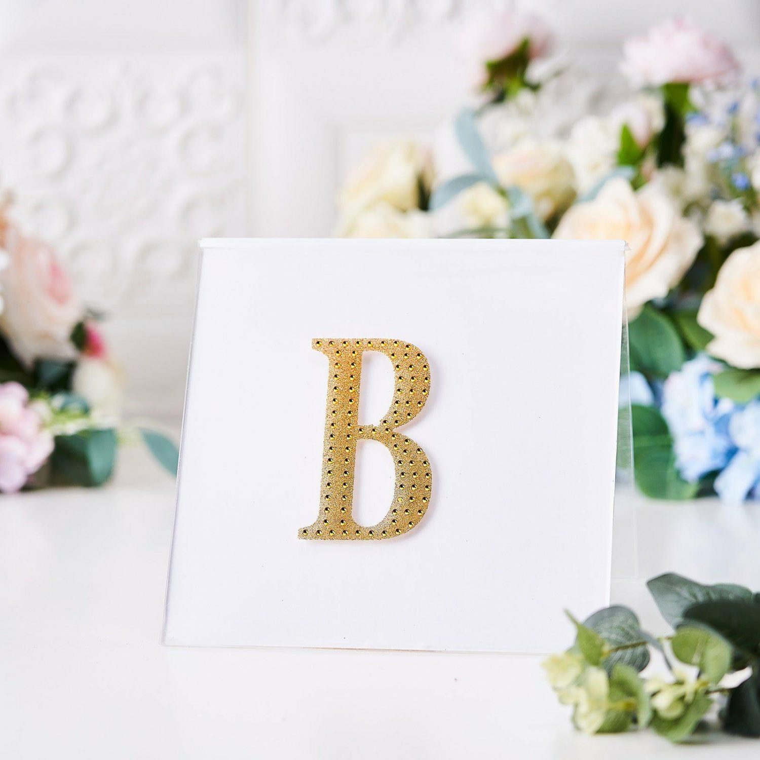 Letters & Table Numbers | Gold Decorative Rhinestone Alphabet “B” Letter Stickers DIY Crafts 4″ Letters & Table Numbers B