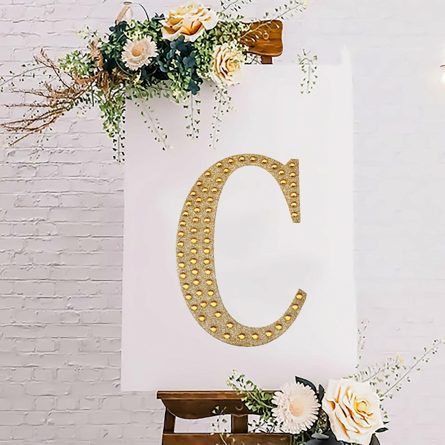 Letters & Table Numbers | Gold Decorative Rhinestone Alphabet “C” Letter Stickers DIY Crafts 8″ Letters & Table Numbers C