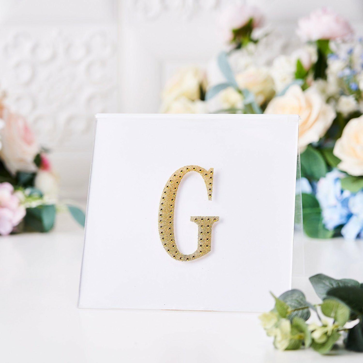 Letters & Table Numbers | Gold Decorative Rhinestone Alphabet “G” Letter Stickers DIY Crafts 4″ Letters & Table Numbers G