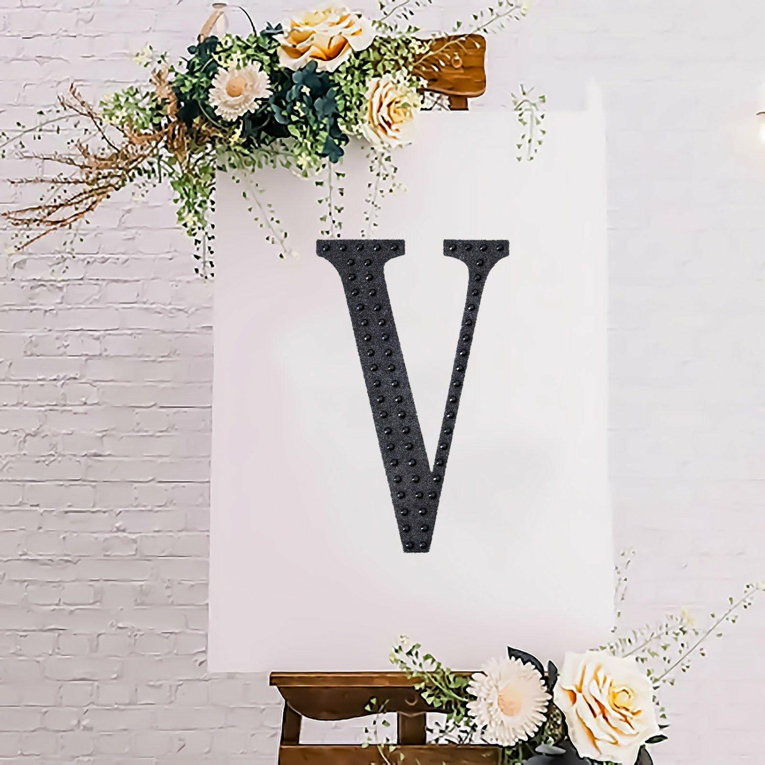 Letters & Table Numbers | Black Decorative Rhinestone Alphabet “V” Letter Stickers DIY Crafts 8″ Letters & Table Numbers Letters & Table Numbers