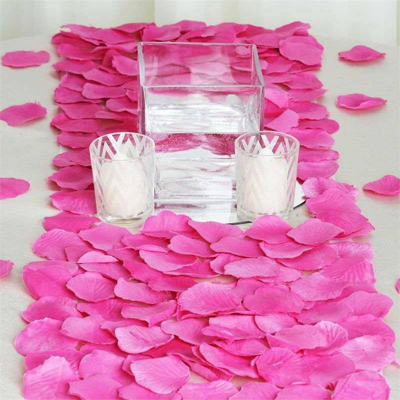 Table Scatters | 500 Pack Fuchsia Silk Rose Petals Table Confetti or Floor Scatters Table Accents Fuchsia