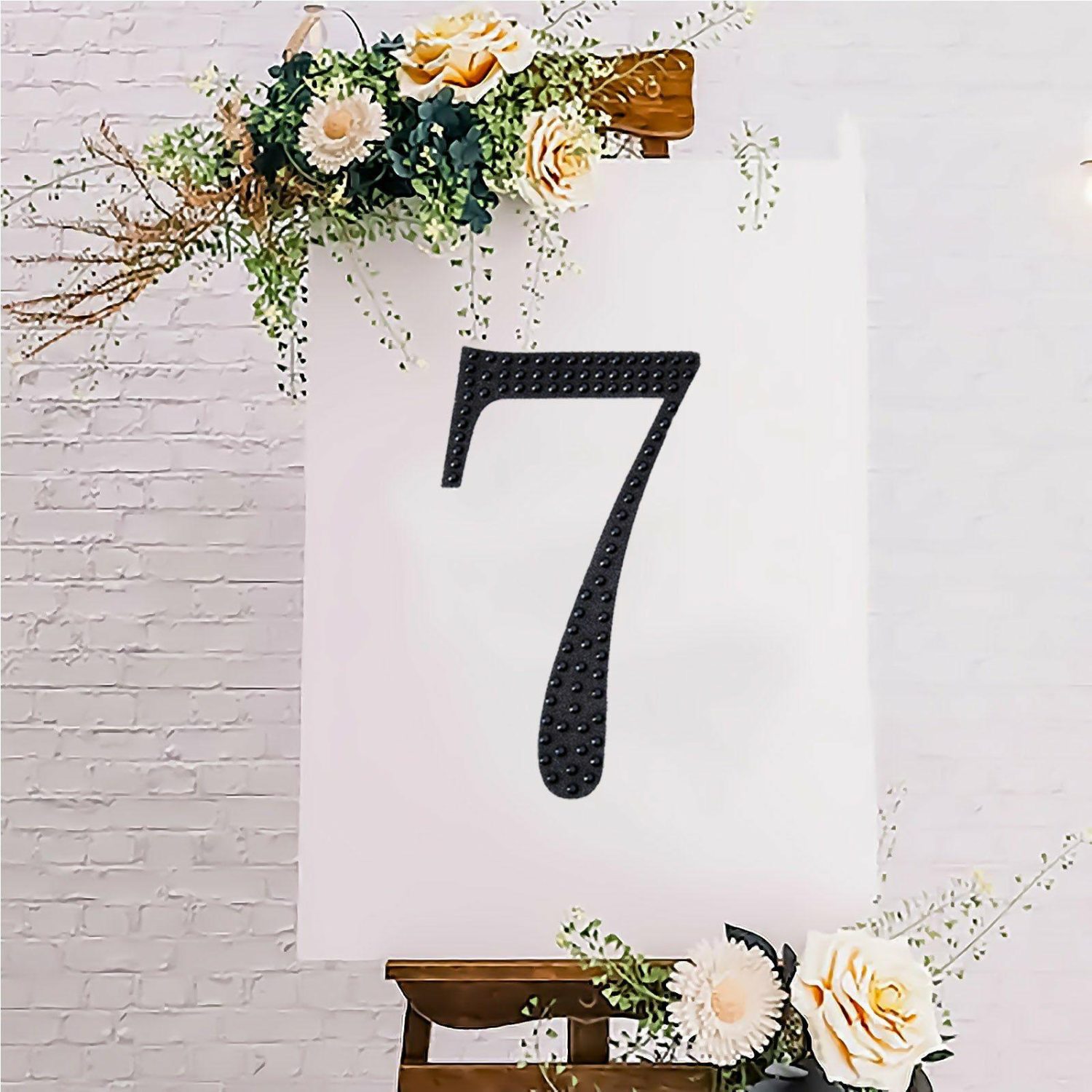 Letters & Table Numbers | Black Decorative Rhinestone Number “7” Stickers DIY Crafts 8″ Letters & Table Numbers 7