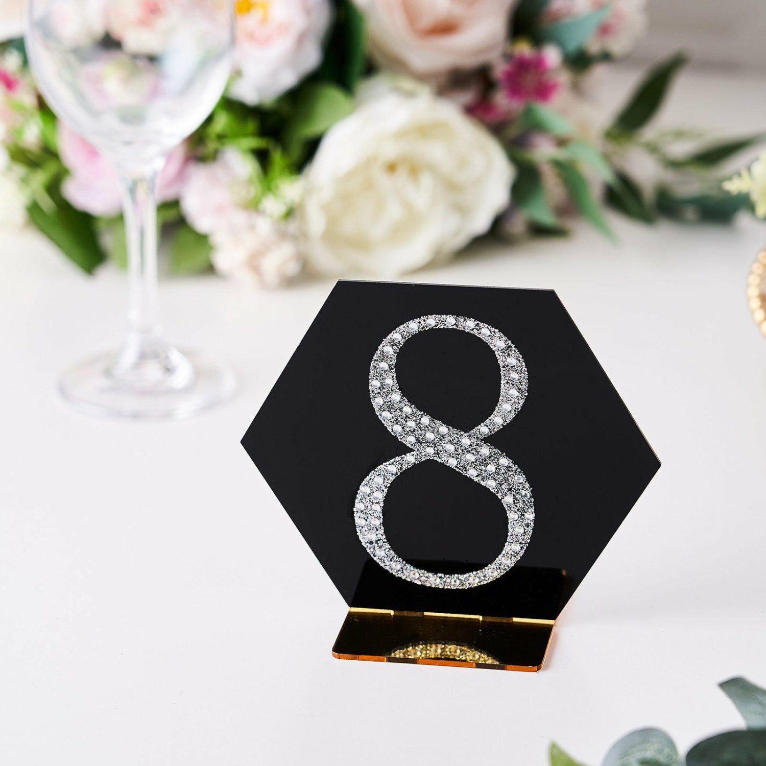 Letters & Table Numbers | Silver Decorative Rhinestone Number “8” Stickers DIY Crafts 4″ Letters & Table Numbers 8