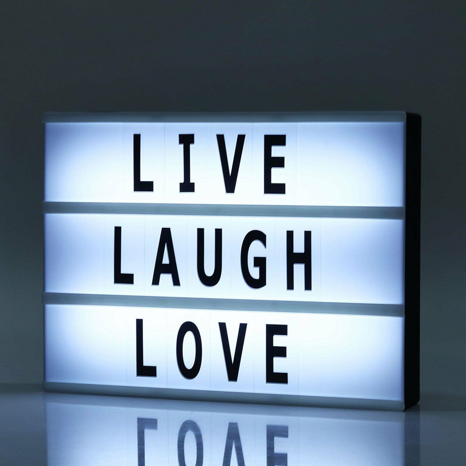 Tabletop LED Décor | LED Light Box, A4 Cinema Marquee Sign Personalized – Cool White 192 Letters Table Accents LED Light Box